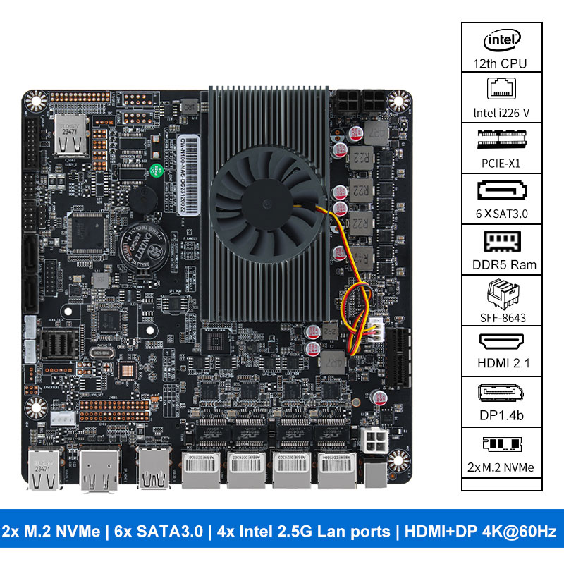 Nas Motherboard N100 6 Sata - N100 Nas Motherboard 2xm.2 Nvme 4x