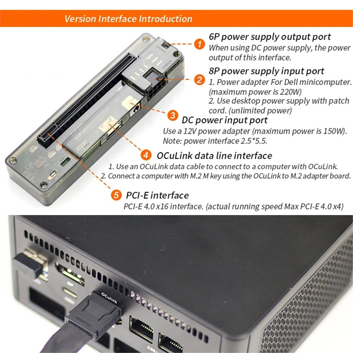 External Gpu Dock Pcie 4.0 Oculink - Promotion OCuLink GPU Dock with M.2