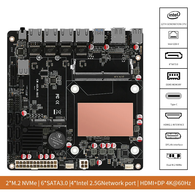 N100/N150 6 Bays NAS Motherboa - Nas Motherboard N100 6 Sata 评论和价格