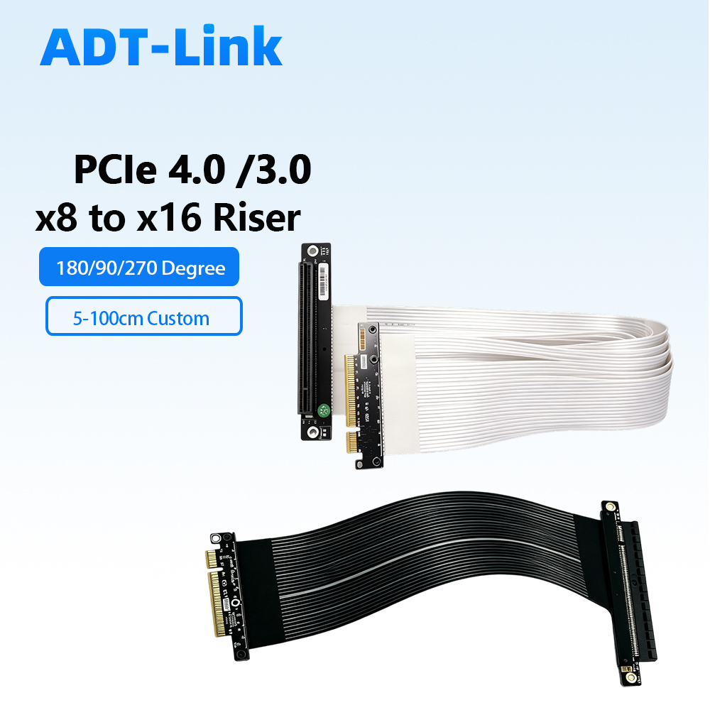 ADT-Link PCIe 4.0 / 3.0 X8 To  - Pcie 4.0 X16 Riser Cable 90 Degree 评论和价格