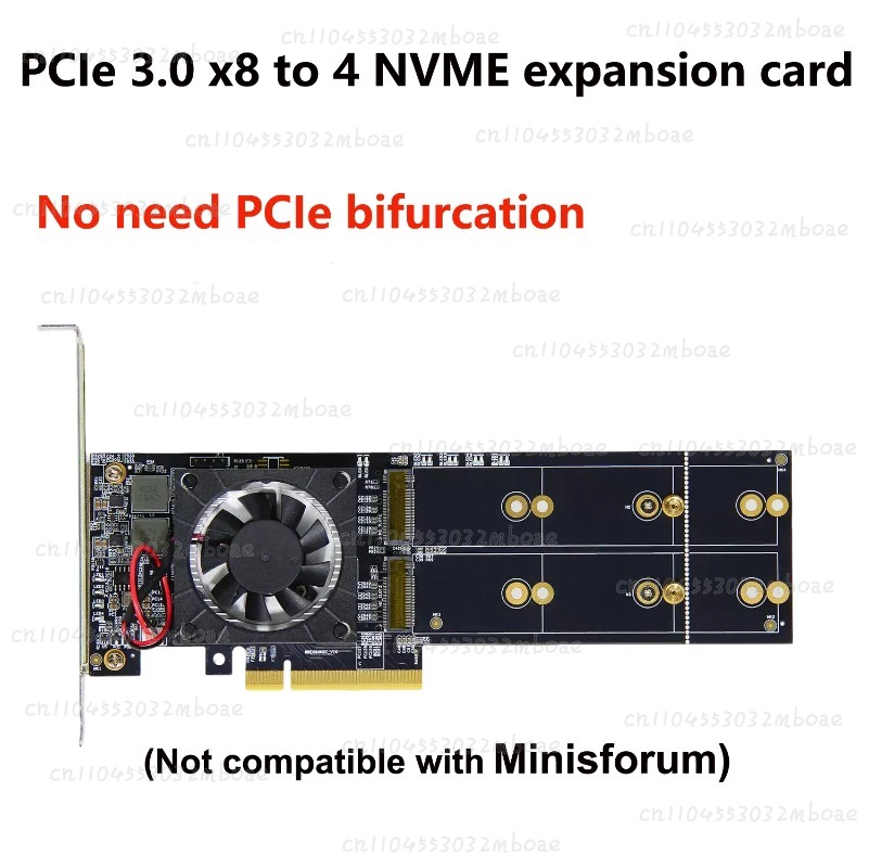 PEX8747 Chip PCIe 3.0 X8 Quad  - Quad M.2 Nvme Pcie Bifurcation Card 评论和价格